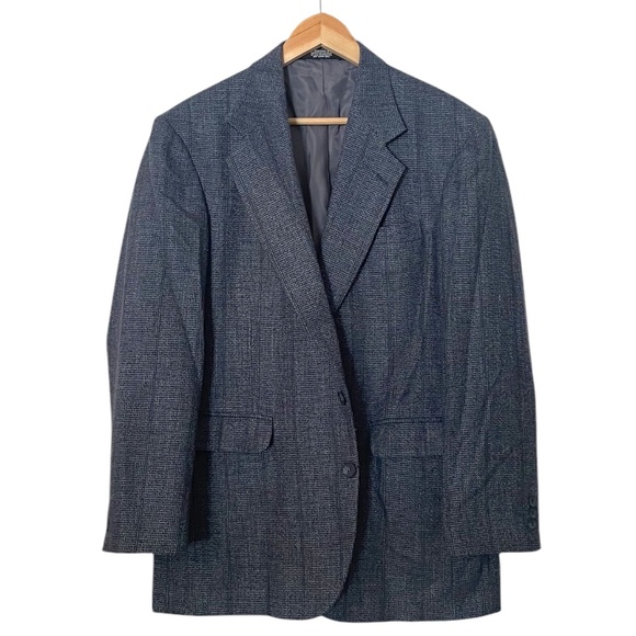 Vintage Haggar Tweed Wool Blazer Sport Coat Men's 40R Blue